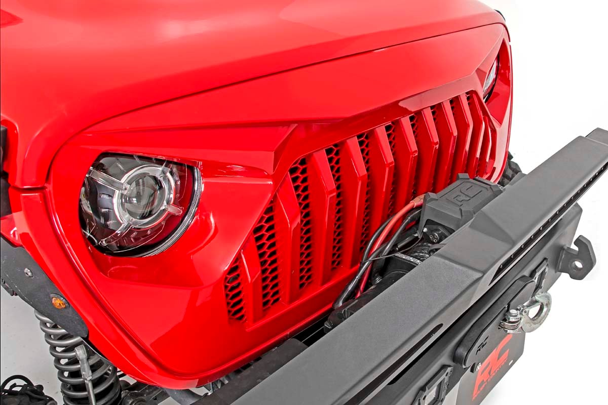 Jeep Wrangler Grille - Rough Country - Angry Eyes - Matte Black - '18-'23